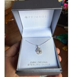 Vintage Primrose Sterling Silver Cubic Zirconia Pendant Necklace | Boxed